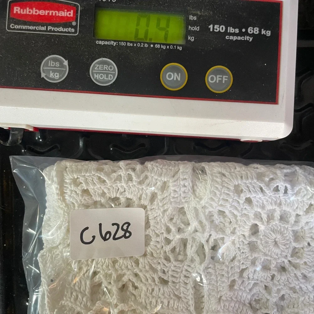 Handmade Vintage Table Runner 40x17 White Crochet Floral Lace Medallion Doily